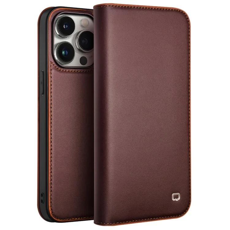 QIALINO iPhone 15 Pro Max Plånboksfodral Äkta läder - Brun | 2353 | AlltMobil