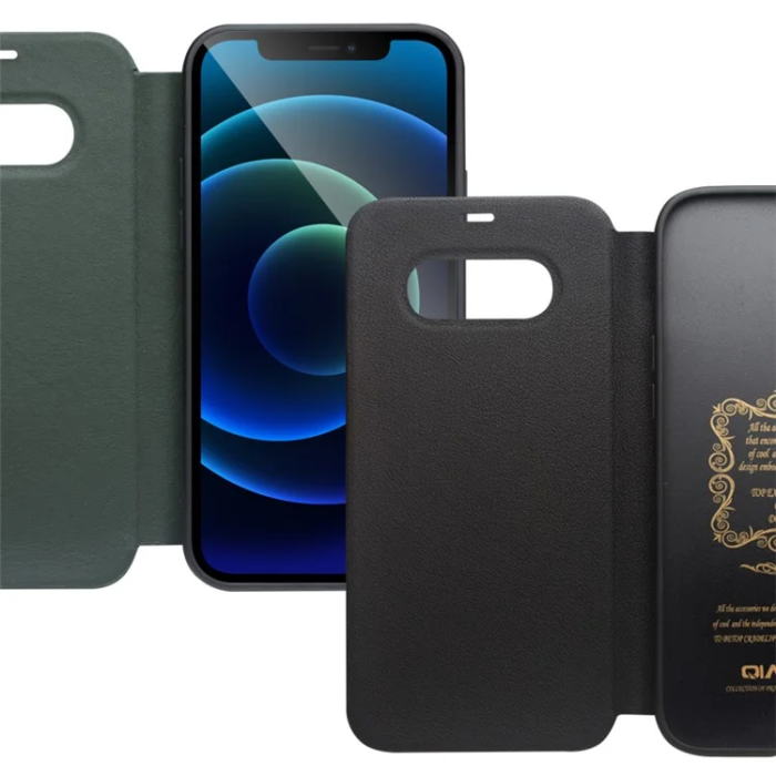 QIALINO - QIALINO iPhone 12 Pro Max Fodral Äkta Läder Cowhide 