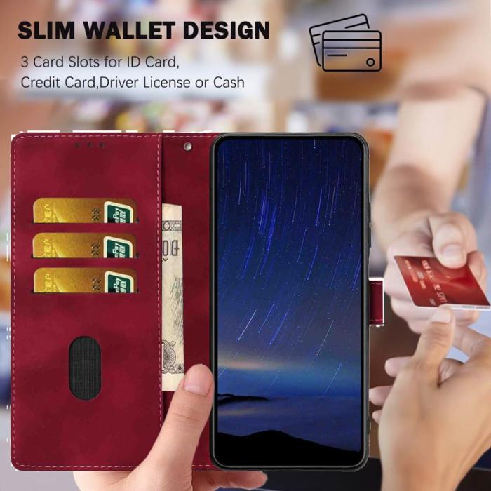 OEM - Samsung Galaxy A57 Plånboksfodral Konstläder Ställ Skydd - Vinröd