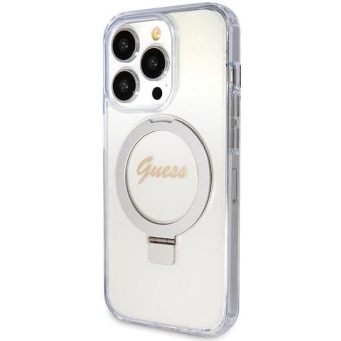 Guess - Guess iPhone 15 Pro Mobilskal Magsafe Ringställ Script Glitter