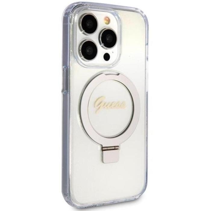 Guess - Guess iPhone 15 Pro Mobilskal Magsafe Ringställ Script Glitter