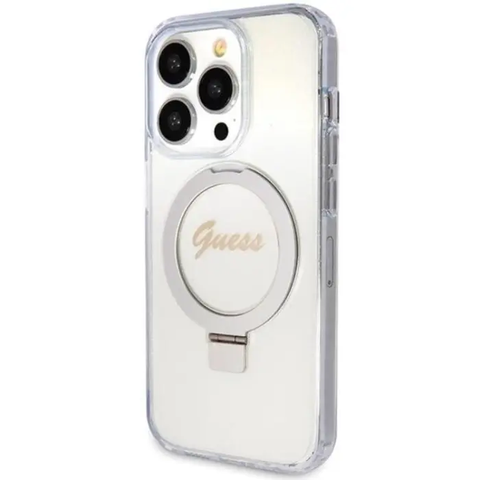 Guess - Guess iPhone 15 Pro Mobilskal Magsafe Ringställ Script Glitter