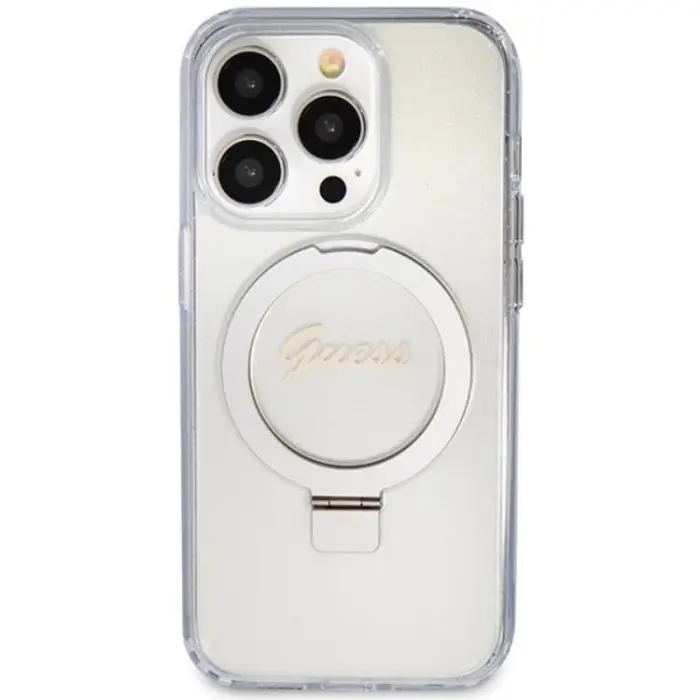 Guess - Guess iPhone 15 Pro Mobilskal Magsafe Ringställ Script Glitter