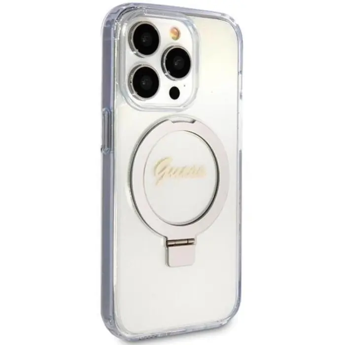 Guess - Guess iPhone 15 Pro Mobilskal Magsafe Ringställ Script Glitter