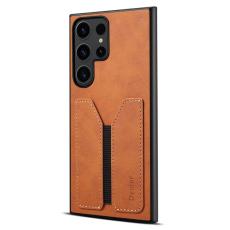 DENIOR - DENIOR Mobilskal till Samsung Galaxy S25 Ultra Elastisk Kortficka PU L&auml;der Brun