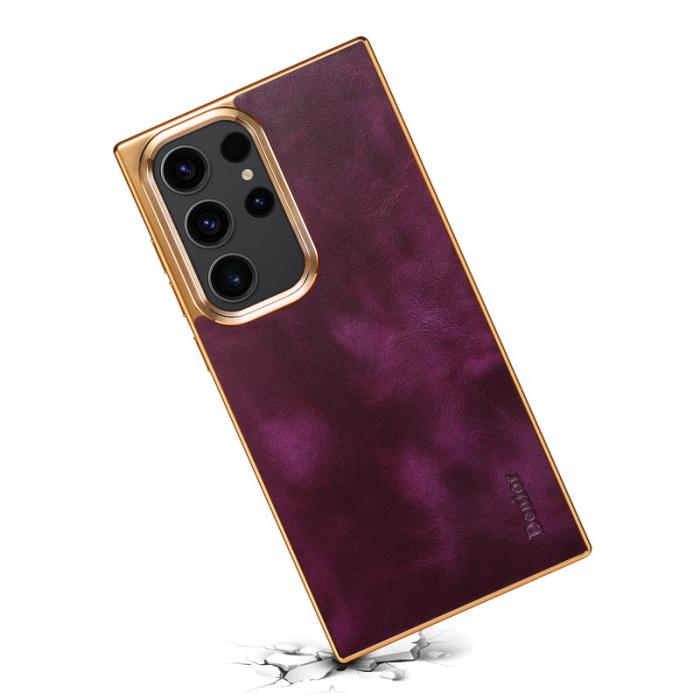 DENIOR - DENIOR Mobilskal till Samsung Galaxy S23 Ultra Äkta Läder + PC + TPU Lila