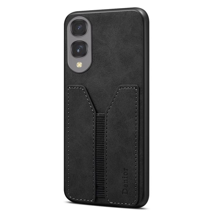 DENIOR - DENIOR Samsung Galaxy S25 Edge Fodral Elastisk Kortplats KonstLäder Svart