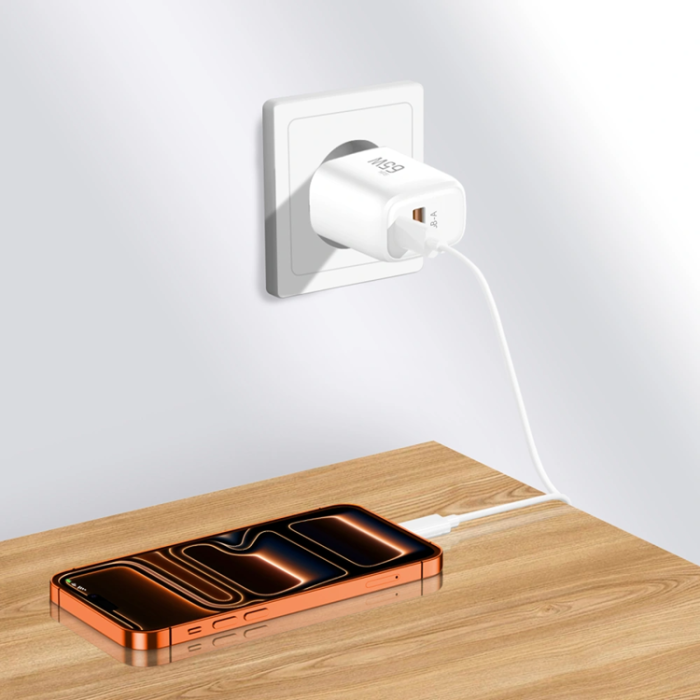 Tech-Protect - Tech-Protect 2-Port Snabbladdare PD 65W/QC3.0 NCA65W-GAN - Vit