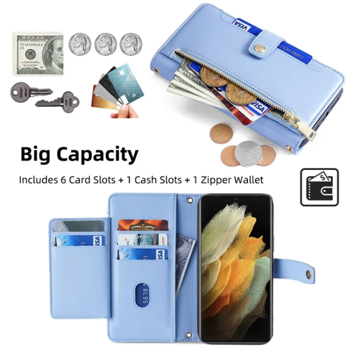 A-One Brand - Galaxy S21 Ultra 5G Plånboksfodral med Axelrem