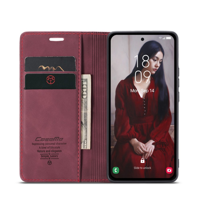 Caseme - CASEME Galaxy A56 5G Plånboksfodral 013 Series Läder - Röd