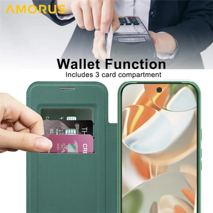 AMORUS - AMORUS Google Pixel 10 Pro XL Plånboksfodral Magsafe RFID - Grön