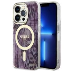 Guess - Guess iPhone 14 Pro Mobilskal MagSafe Leopard - Rosa