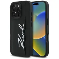 KARL LAGERFELD - Karl Lagerfeld iPhone 16 Pro Mobilskal Korthållare Metal Signature - Svart