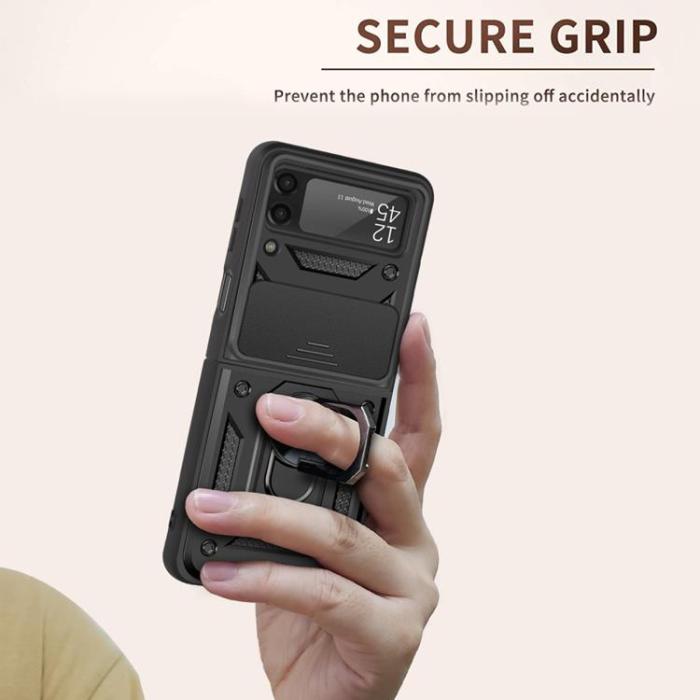 A-One Brand - Galaxy Z Flip 4 Skal Ringhållare Kickstand - Svart