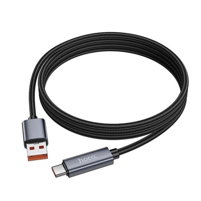 Hoco - HOCO USB-A till USB-C Kabel 5A 1m med Display X112 - Svart