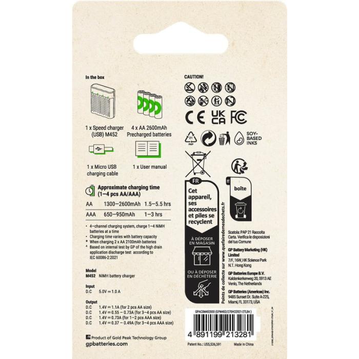 GP - GP Batteriladdare Speed Charger M452 4xAA 2600mAh