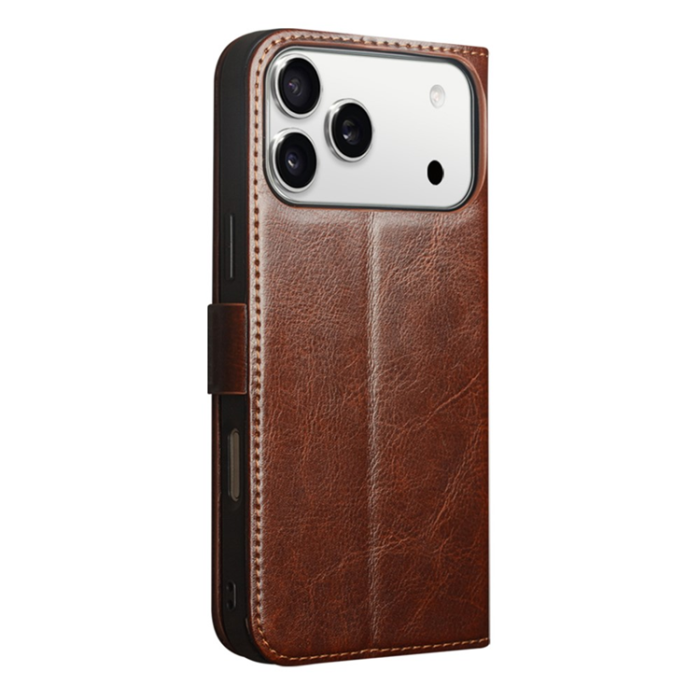 QIALINO - QIALINO iPhone 17 Pro Max Plånboksfodral Äkta Läder - Brun