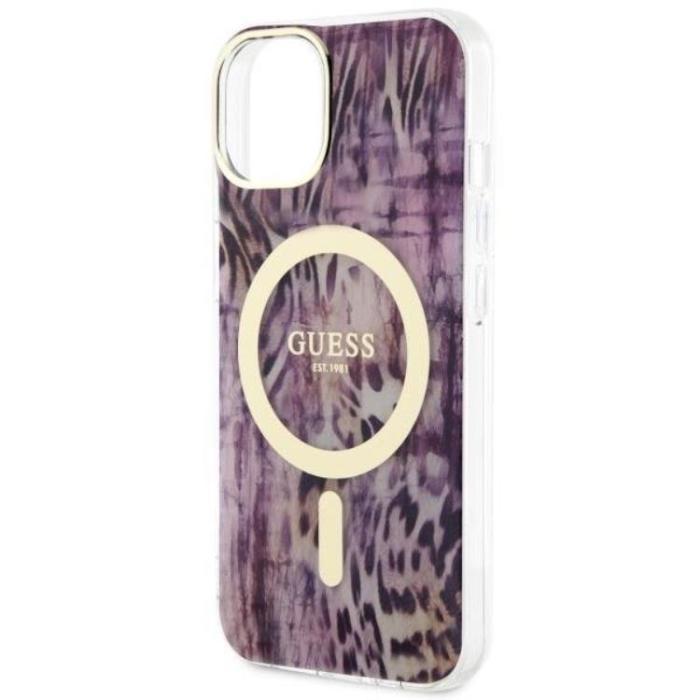Guess - Guess iPhone 14 Mobilskal MagSafe Leopard - Rosa