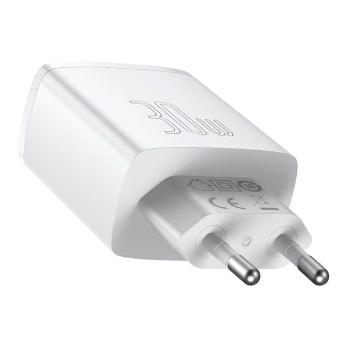 BASEUS - Baseus Compact Väggladdare USB-C Till 2x USB 30W - Vit
