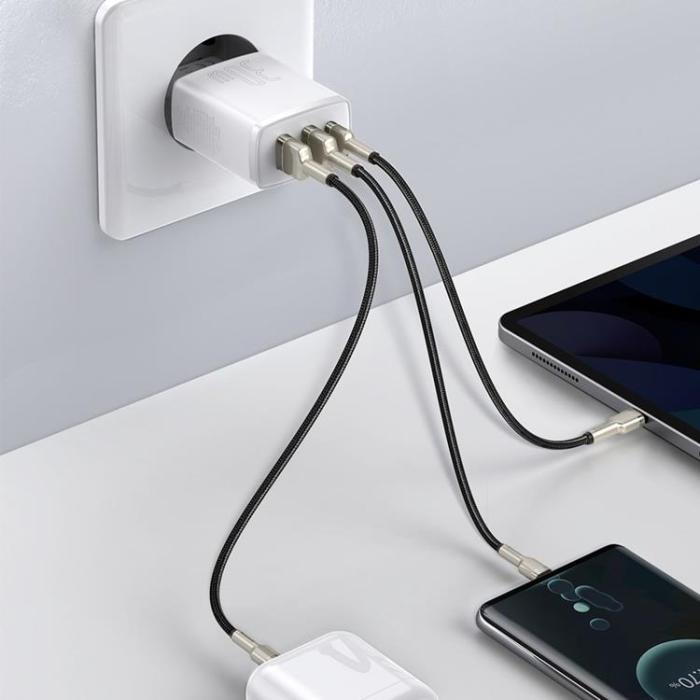BASEUS - Baseus Compact Väggladdare USB-C Till 2x USB 30W - Vit