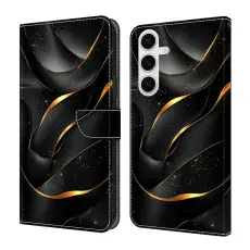 OEM - Samsung Galaxy S26 Pl&aring;nboksfodral Vikbart St&auml;ll Konstl&auml;der M&ouml;nster - Guld