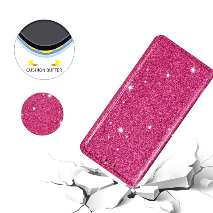 OEM - Mobilskal till Samsung Galaxy S26 Plus Glittrande Konstläder + TPU Kortfack Rosa