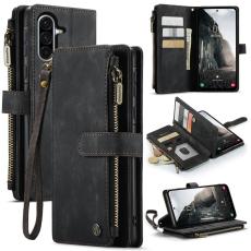 Caseme - CASEME Konstl&auml;der Pl&aring;nboksfodral f&ouml;r Samsung Galaxy A36 5G med rem - Svart