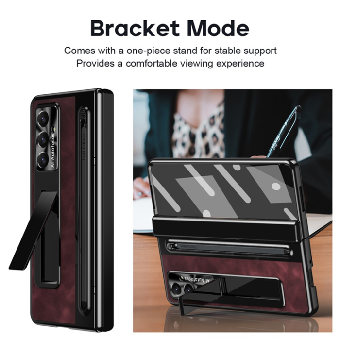 A-One Brand - Galaxy Z Fold 7 Mobilskal Kickstand med Stylus - Vinröd