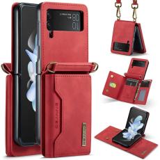 DG.MING - DG.MING Samsung Galaxy Z Flip4 Konstl&auml;der Pl&aring;nboksfodral R&ouml;d