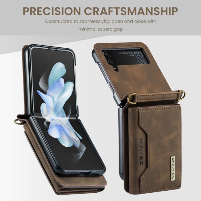 DG.MING - DG.MING Samsung Galaxy Z Flip4 Konstläder Plånboksfodral - Brun