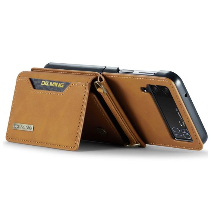 DG.MING - DG.MING Samsung Galaxy Z Flip4 Konstläder Plånboksfodral Magnetisk Brun