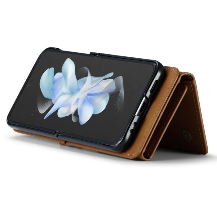 DG.MING - DG.MING Samsung Galaxy Z Flip4 Konstläder Plånboksfodral Magnetisk Brun