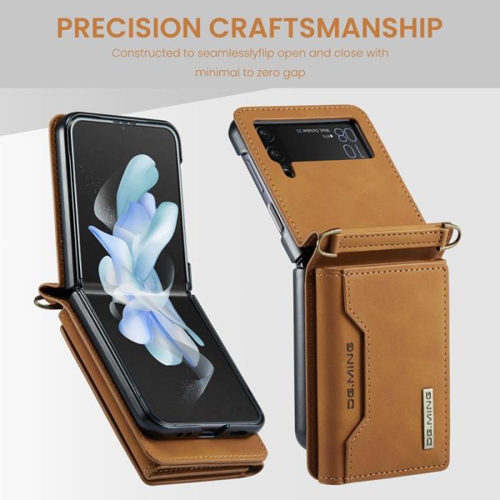 DG.MING - DG.MING Samsung Galaxy Z Flip4 Konstläder Plånboksfodral Magnetisk Brun