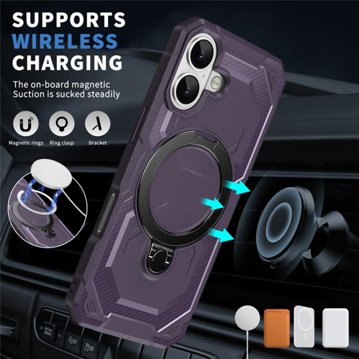 A-One Brand - iPhone 17 Mobilskal MagSafe Kickstand TPU + PC - Lila