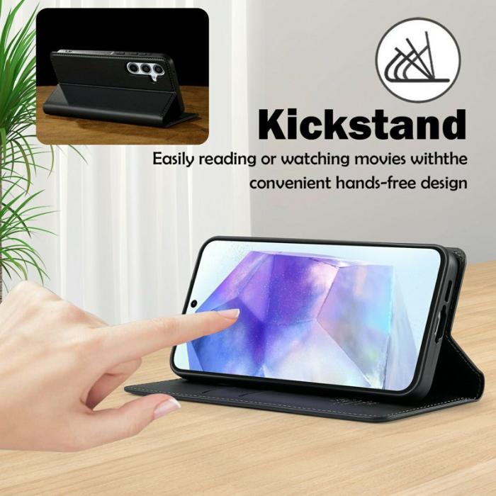 LC.imeeke - LC.IMEEKE L1 Series Samsung Galaxy A56 5G Plånboksfodral Konstläder - Svart