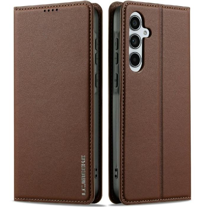 LC.imeeke - LC.IMEEKE L1 Series Samsung Galaxy A56 Plånboksfodral Konstläder - Brun