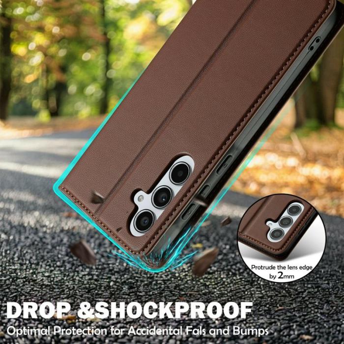 LC.imeeke - LC.IMEEKE L1 Series Samsung Galaxy A56 Plånboksfodral Konstläder - Brun