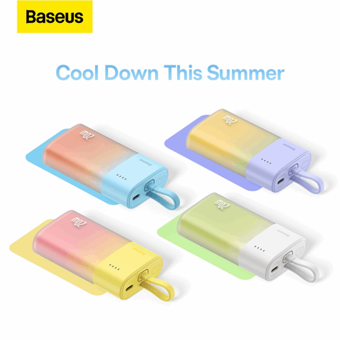 BASEUS - Baseus Powerbank 5200mAh Popsicle 20W - Gul/Rosa