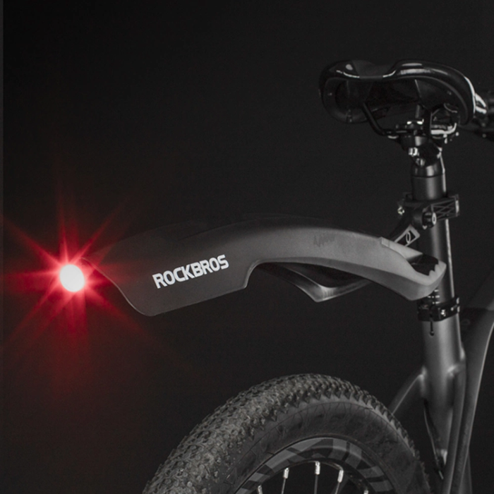 Rockbros - Rockbros stänkskärm med rött LED-ljus - Svart