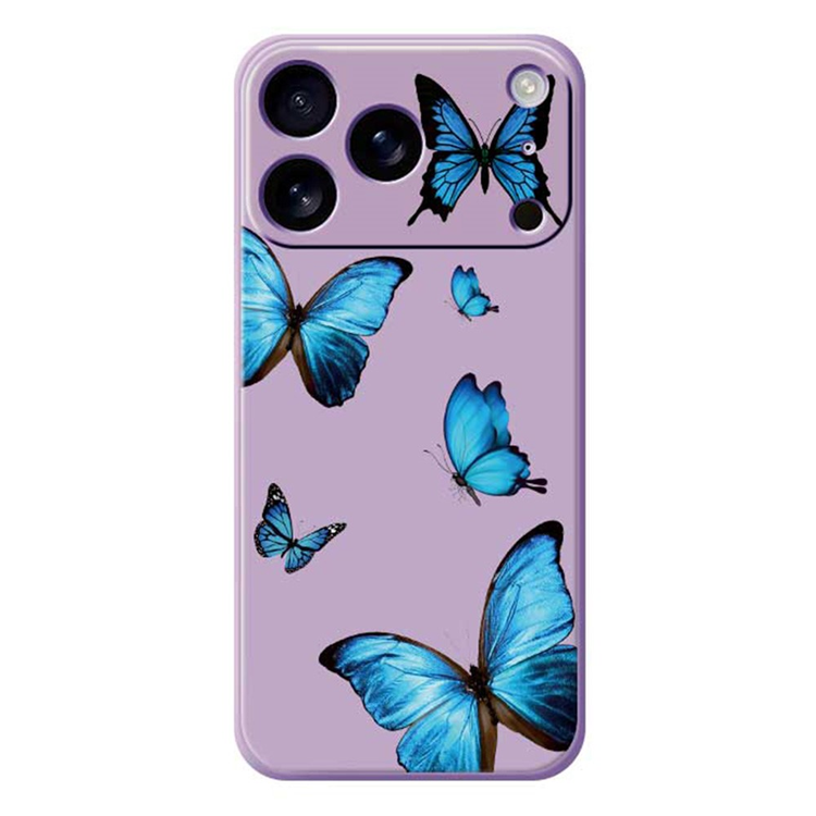 iPhone 17 Pro Max Mobilskal Blue Butterflies Pattern TPU - Lila | 2353 | AlltMobil