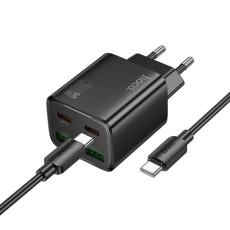 Hoco - Hoco Snabbladdare PD 30W 2xUSB-A 2xUSB-C QC3.0 3A med USB-C Kabel N56 - Svart