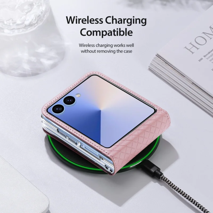 Dux Ducis - Dux Ducis Galaxy Z Flip 7 Mobilskal Läder Bril - Rosa