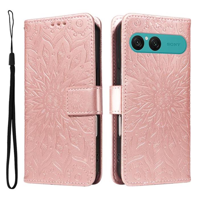 A-One Brand - Sony Xperia 10 VII Plånboksfodral Sunflower Imprinted - Roséguld