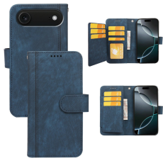 A-One Brand - iPhone 17 Air Plånboksfodral Line Pattern Läder - Blå