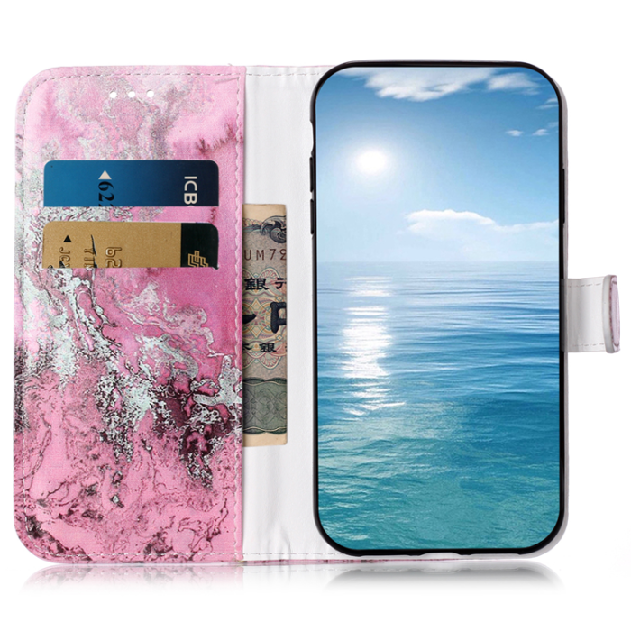 A-One Brand - Sony Xperia 1 VII Plånboksfodral Marble Painted - Rosa Havsvatten