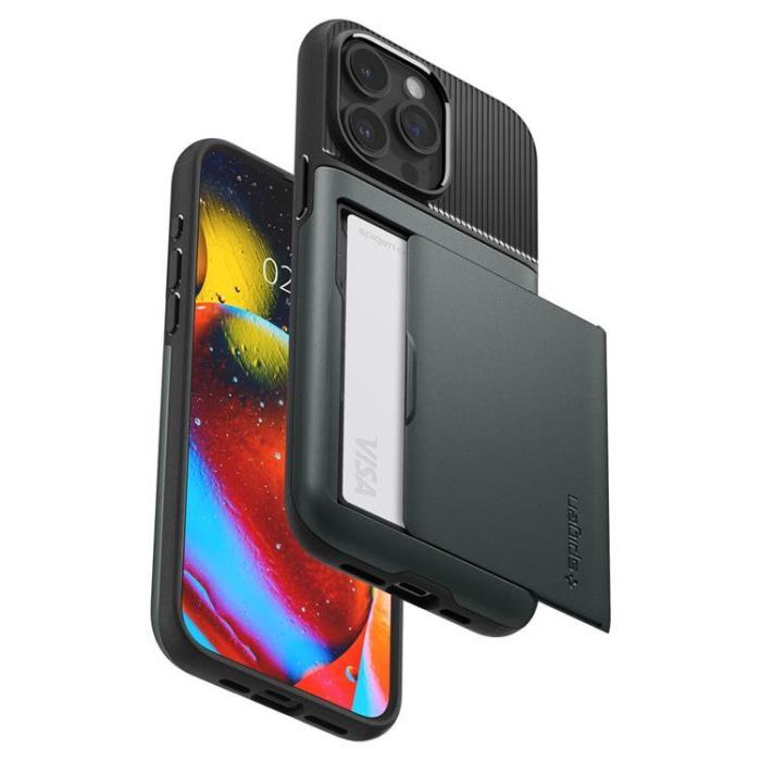 Spigen - Spigen iPhone 15 Pro Max Mobilskal Slim Armor CS - Grön