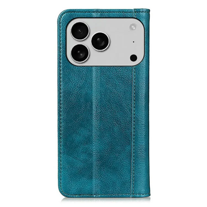 A-One Brand - iPhone 17 Pro Max Plånboksfodral Äkta Läder Litchi - Grön