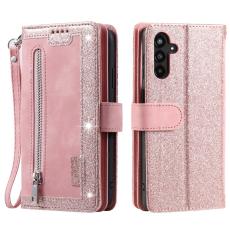 OEM - Samsung Galaxy S26 / S26 Pro Fodral 9 Kortfack Dragkedja Konstl&auml;der - Ros&eacute;guld