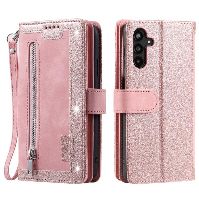 OEM - Samsung Galaxy S26 / S26 Pro Fodral 9 Kortfack Dragkedja Konstläder - Roséguld