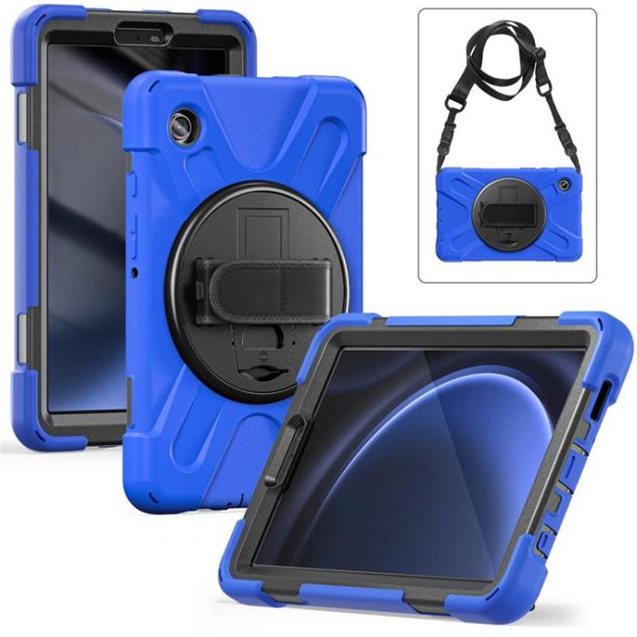 A-One Brand - Galaxy Tab A9 Skal Kickstand Handrem Med Axelrem - Blå